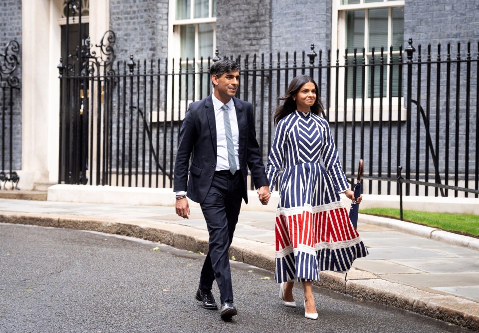 Rishi Sunak and wife Akshata Murty leave Downing Street after a Labour landslide