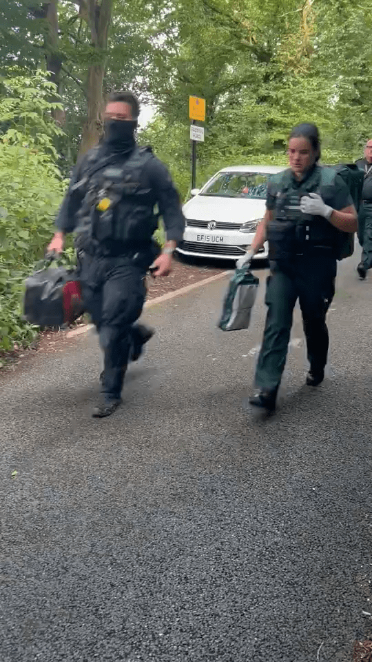 Police were joined by paramedics at the cemetery