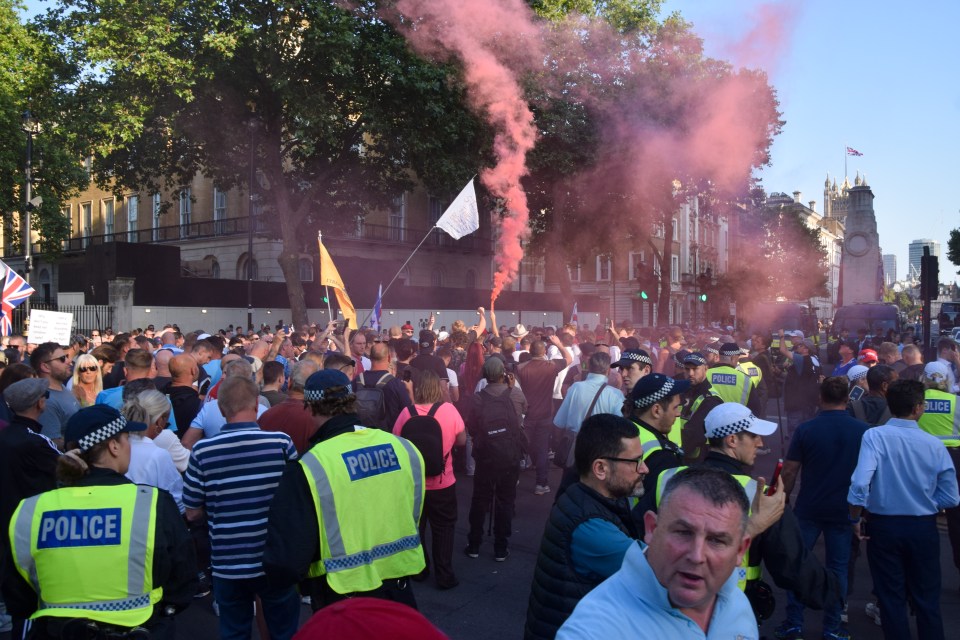 Smoke flares set off outside Downing Street