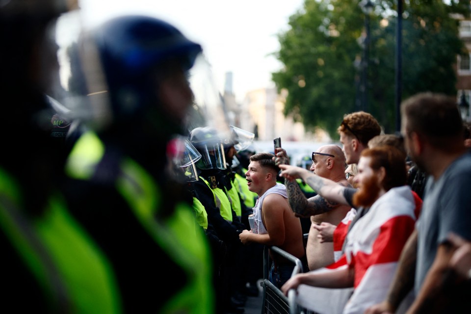 Rows of demonstrators were face to face with police