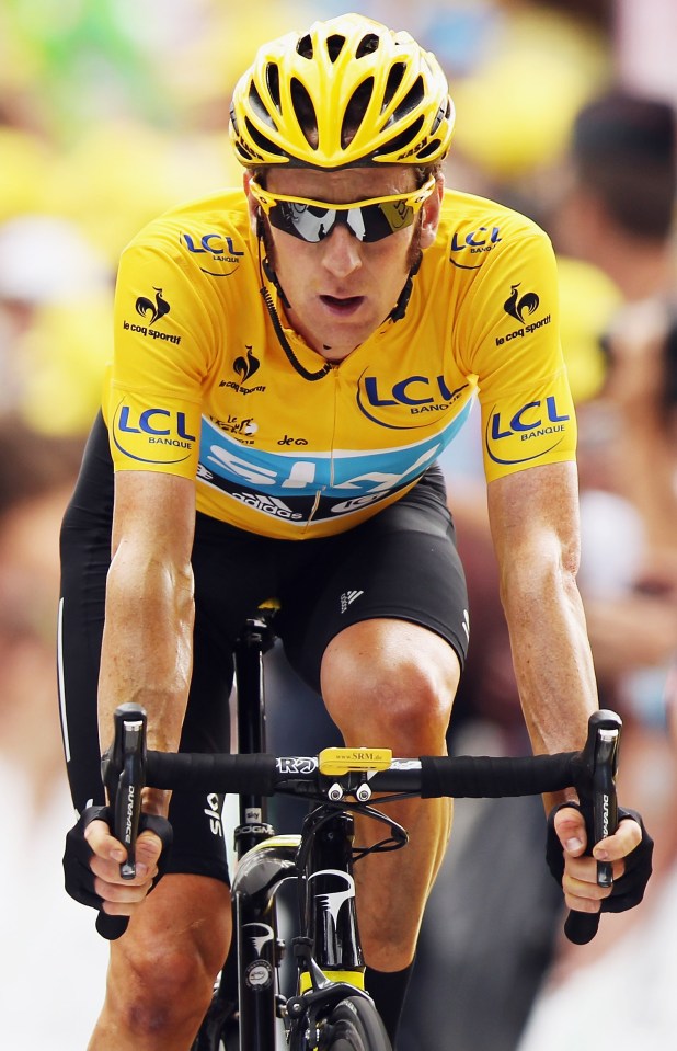 Bradley Wiggins crossing the finish line on stage twelve of the 2012 Tour de France