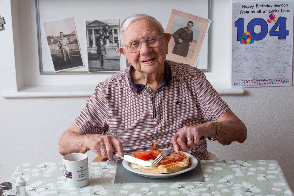 Gordon Grenville-Hunt, 104, puts his good health down to eating a full English breakfast every morning