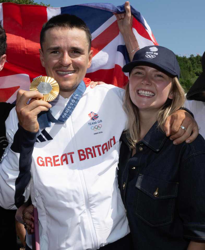 The Leeds biker showed off his gong with girlfriend Bethany