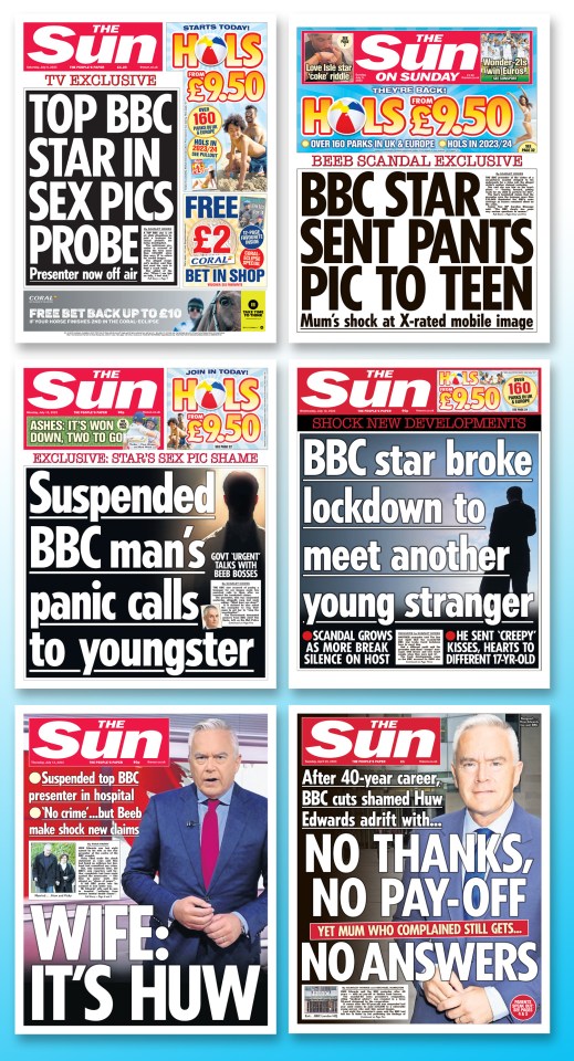 a collage of the front pages of the sun newspaper