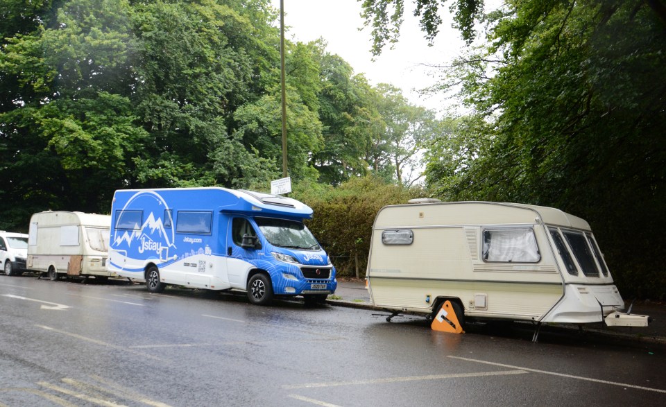 Dozens of caravans have stationed themselves in the wealthy neighbourhood