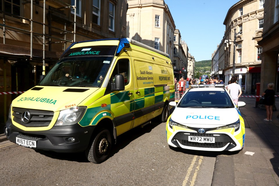 The emergency services were out in force in the centre of Bath