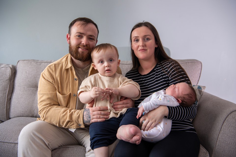 Axel pictured with dad Eddie Horgan ,mum Sarah Curtin and new baby brother Arlo