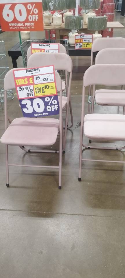 These folding chairs now cost £10.50, down from £15