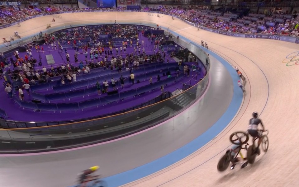 The Belgian tumbled over at the top of the velodrome