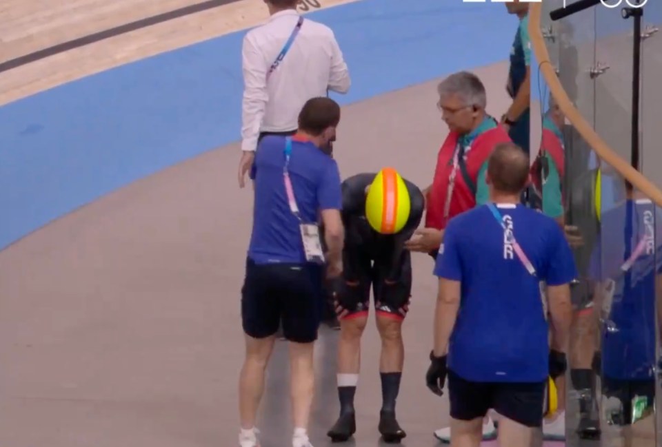 Team GB staff and coaches came over to help the 28-year-old