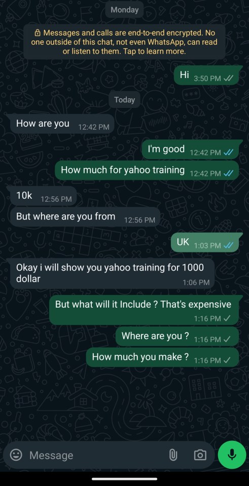 We we offered training in Yahoo boy techniques