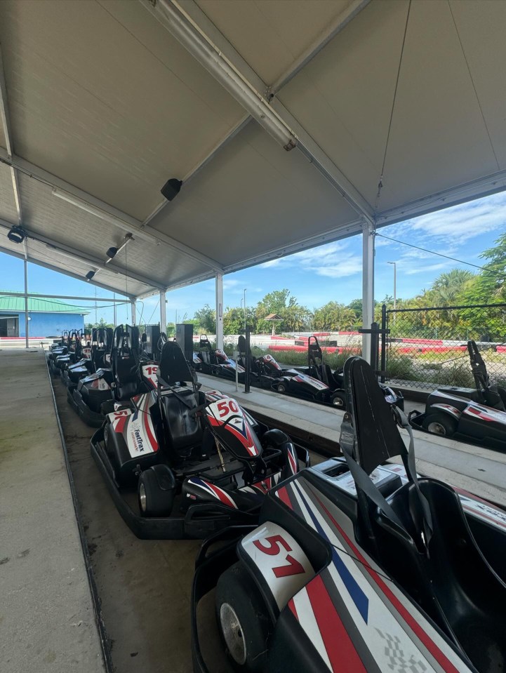 A row of go kart ride never to be used again