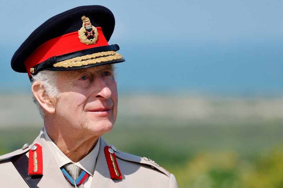 King Charles in military dress at a D-Day ceremony