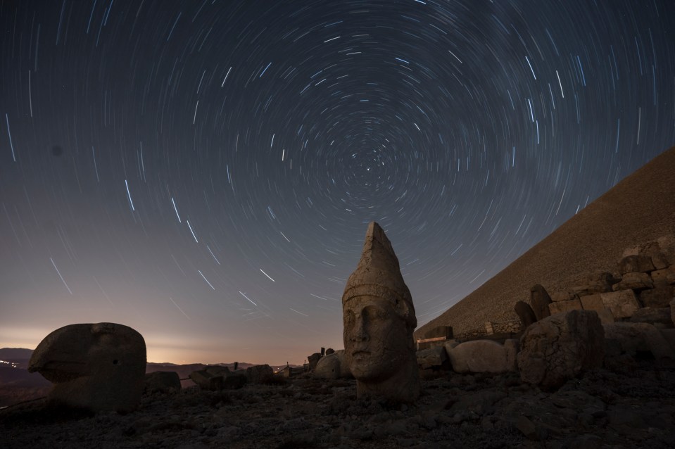 The Perseid meteor show was also seen over the archaeological site of Mount Nemrut in Adyaman, southeastern Turkey, last year