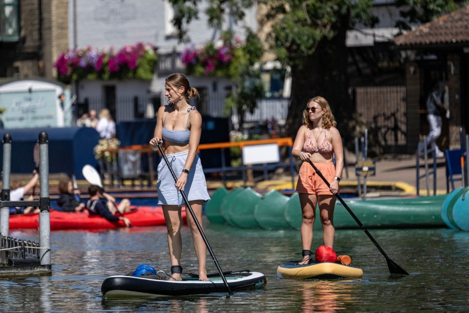 Punters on the River Cam in Cambridge this afternoon