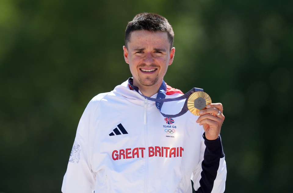 Great Britain’s Tom Pidcock with his gold medal following the Men’s Cross-country mountain bike