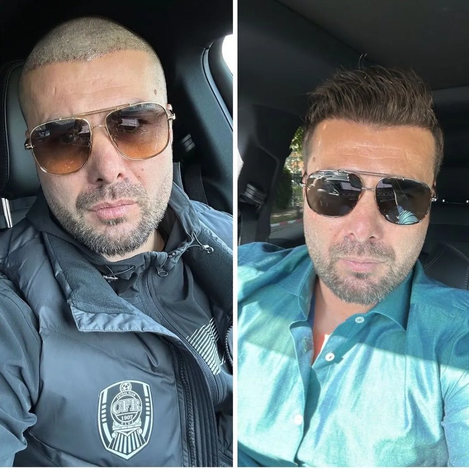 Adrian Mutu posted this double image to show how his hair has changed