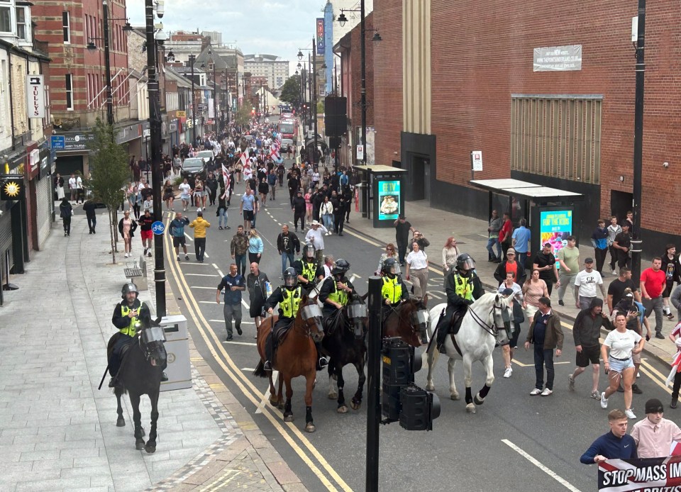 Mounted police were brought in ahead of any violence last night