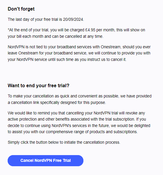 Customers would need to opt-out to ensure they're not charged after the free trial period.