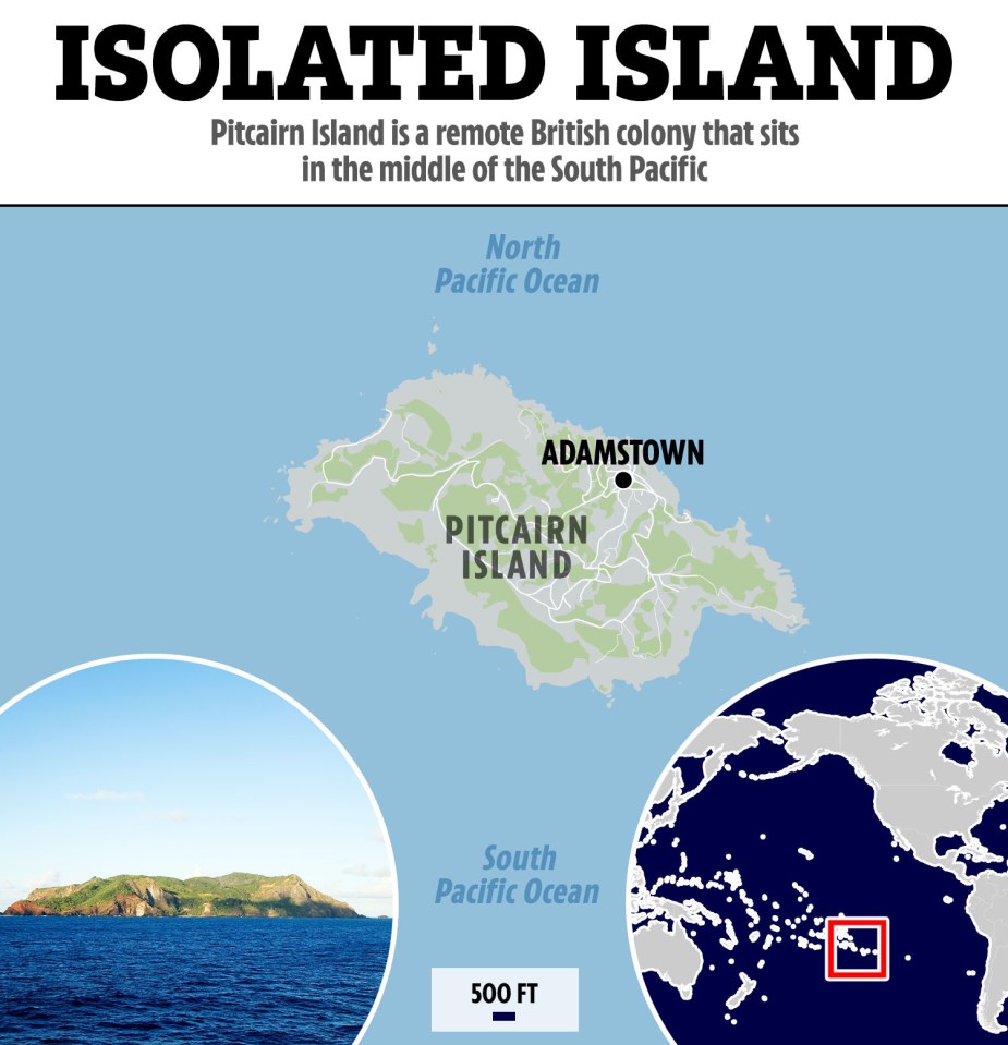 a map showing pitcairn island and adamstown