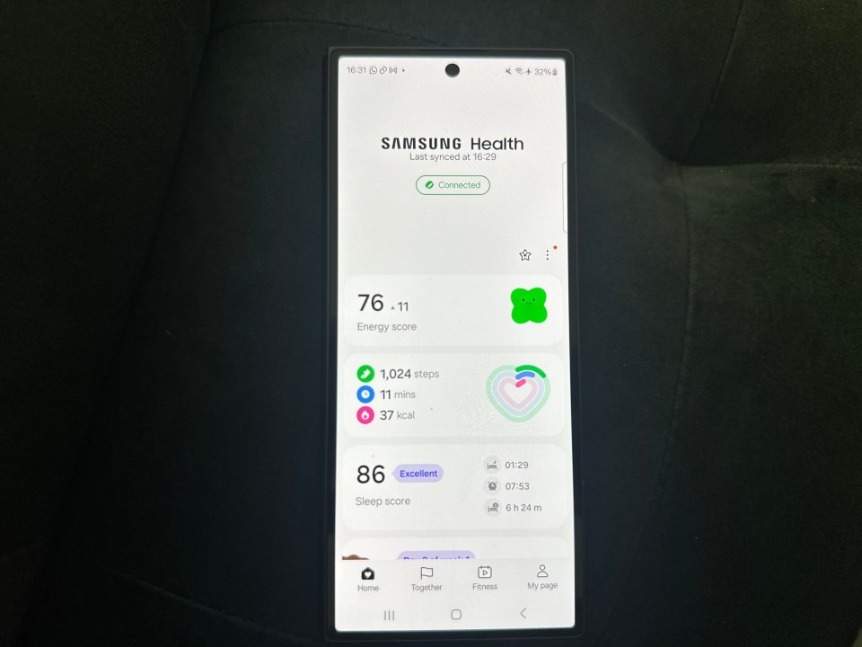 The Samsung Health app is clean and easy to use