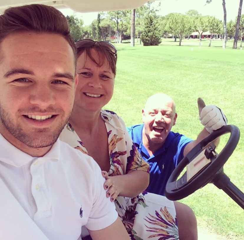 Armstrong's mother Caroline and dad Steve travel all over to support him