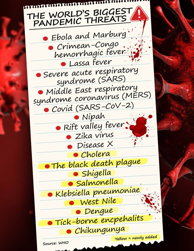 Some of the WHO's priority diseases that pose the biggest risk to public health