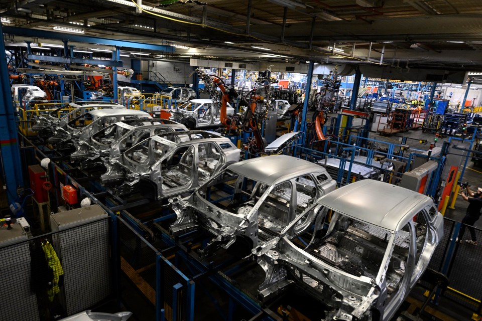 View of the production line of the 100% electric Ford Explorer at the Ford Electric Center Factory in Cologne, western Germany, June 4, 2024. (Photo by Roberto Pfeil / AFP) (Photo by ROBERTO PFEIL/afp/AFP via Getty Images)