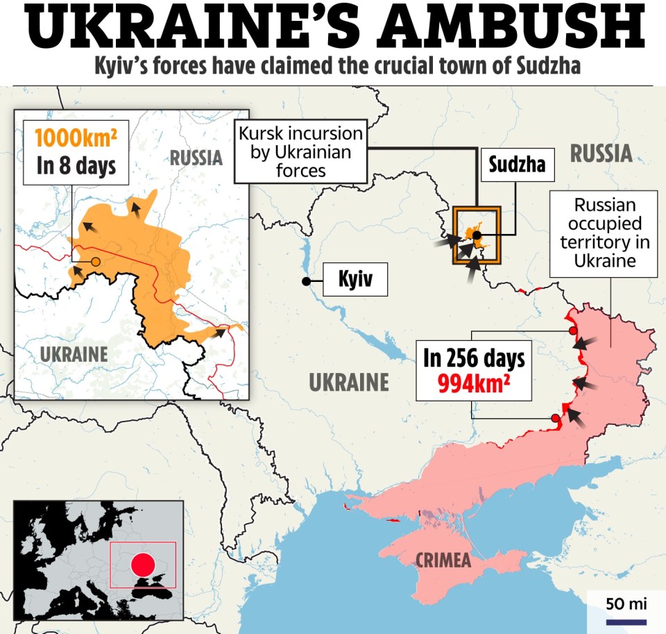 a map showing ukraine 's ambush and kyiv 's forces