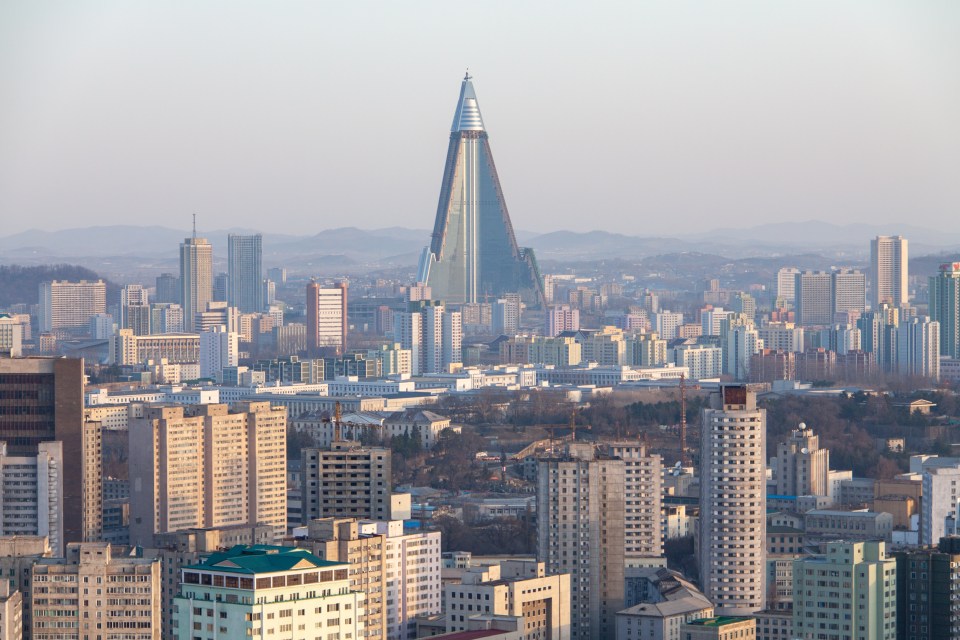 The hotel is 105-story, 1,080 ft pyramid-shaped skyscraper.