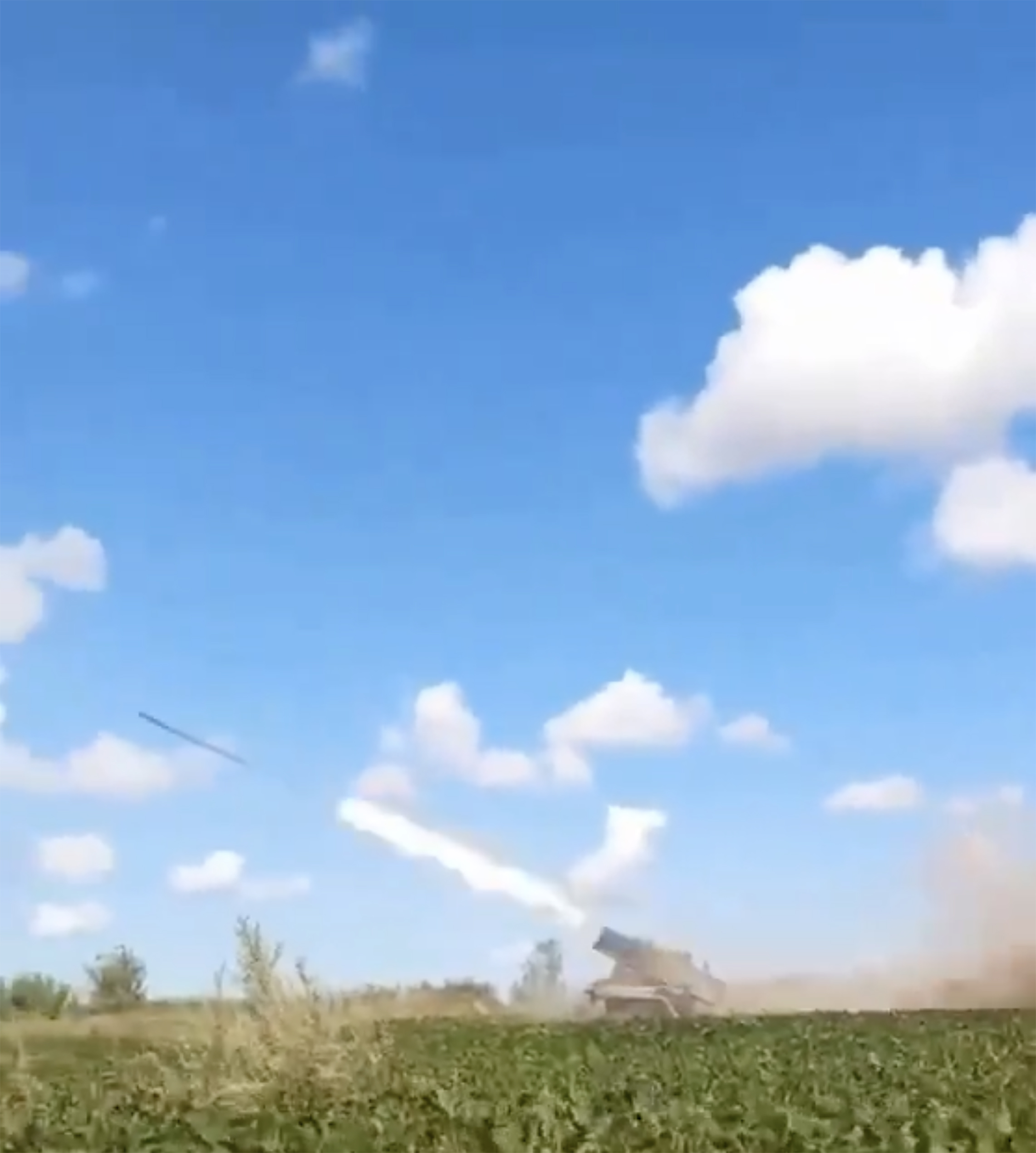 Unverified footage showing Ukrainian armed forces firing a rocket from inside Russia