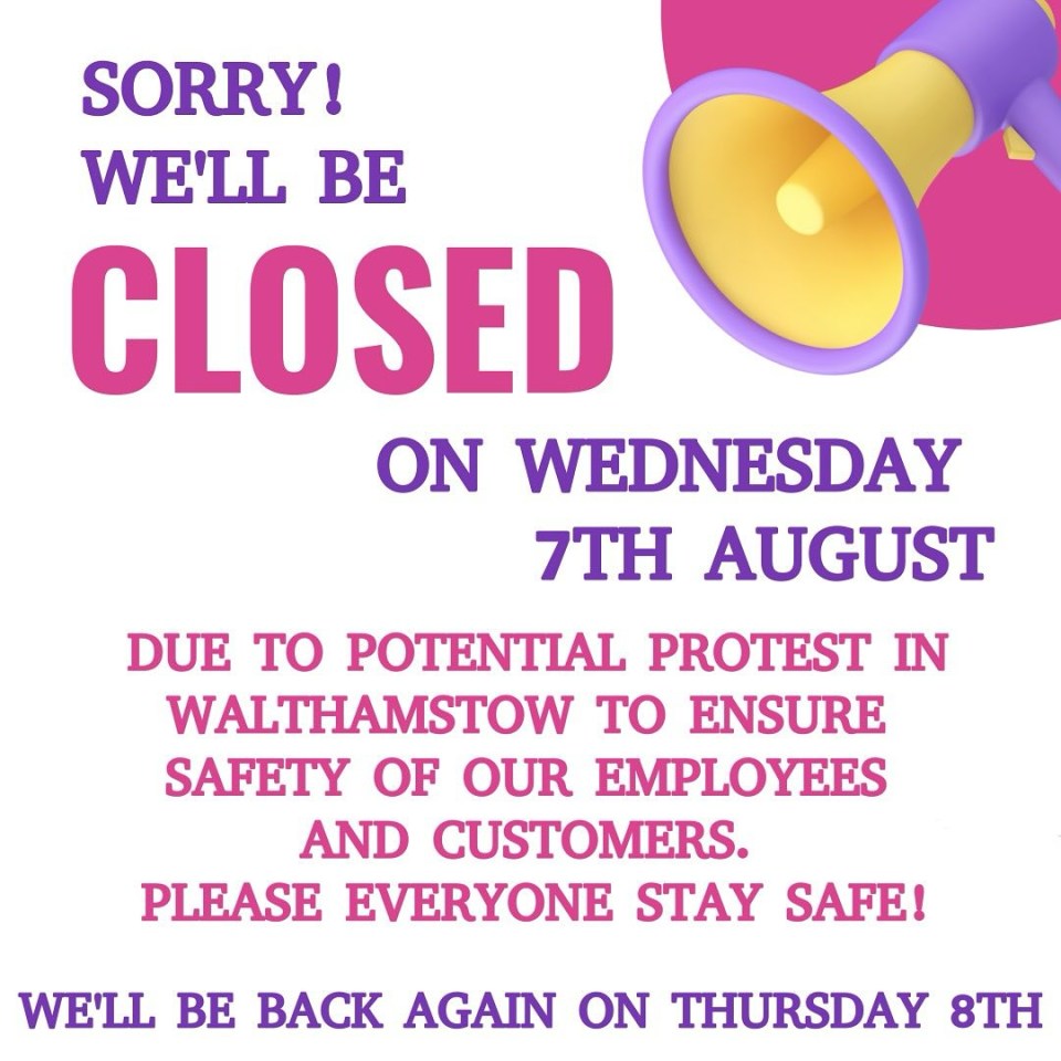 a sign that says sorry we 'll be closed on wednesday 7th august