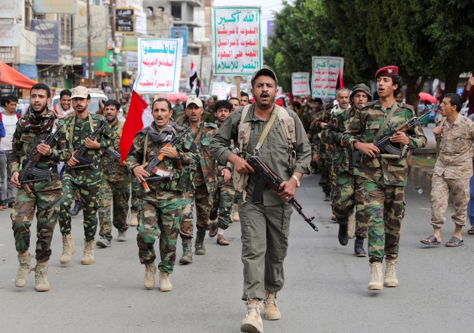 Houthis parading in solidarity with Gaza on Saturday