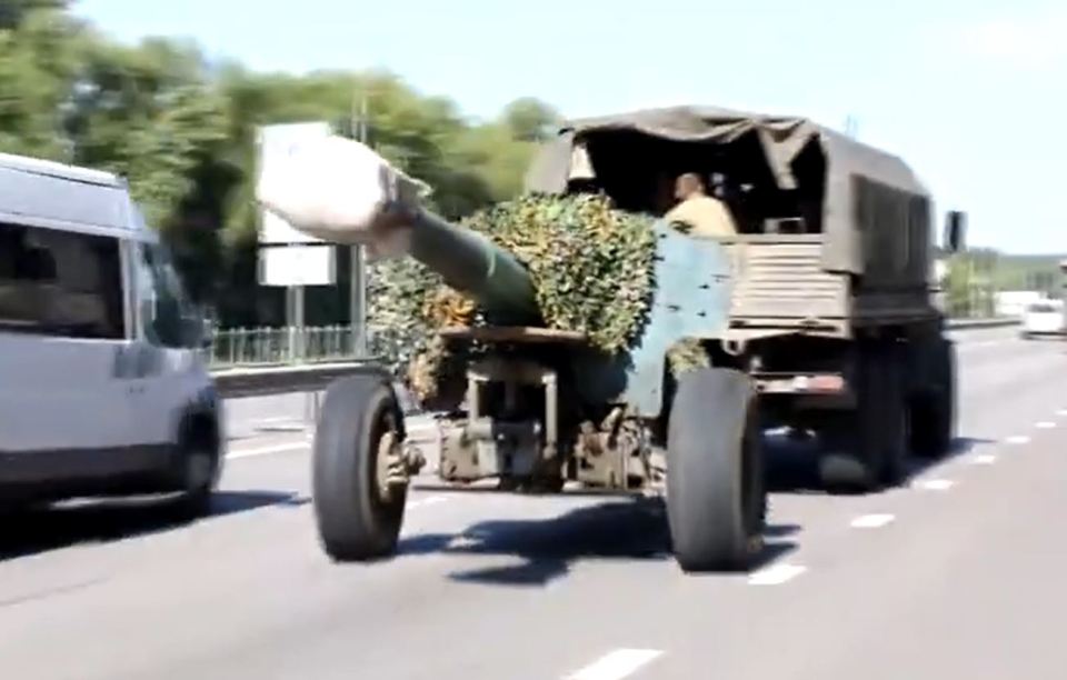 Video showed guns and vehicles heading for the frontline