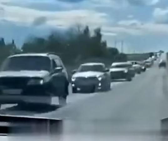 Columns of civilians vehicles have been seen fleeing from Kursk