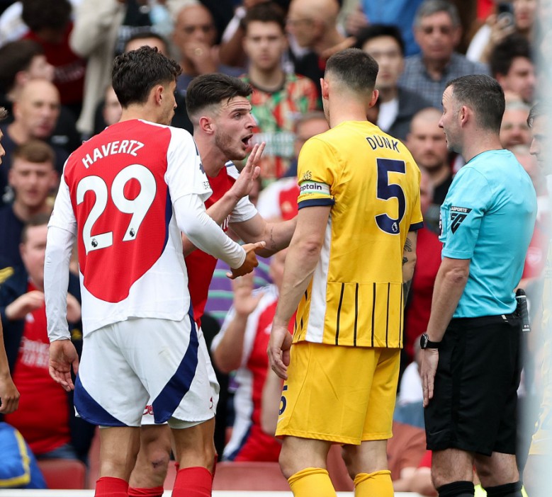 He was left stunned when referee Chris Kavanagh showed him a second yellow