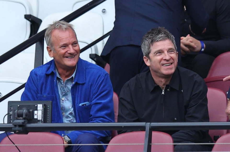 Noel, 57, could be seen earlier today sporting a big smile as he watched West Ham face Man City