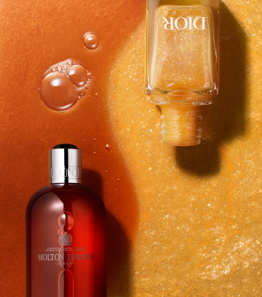 Molton Brown and Dior products for Fabulous Magazine beauty awards 2024. Shot by Pixeleyes