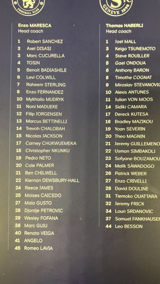 Raheem Sterling was listed as No7 on the Chelsea vs Servette matchday programme, despite Pedro Neto taking it from him