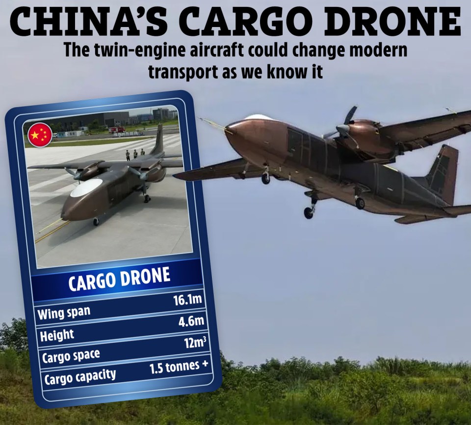 a card that says china 's cargo drone on it