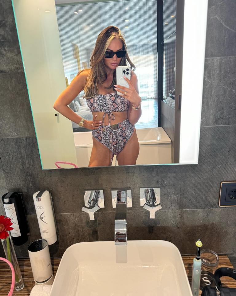 Amy Childs has posed in a bikini 16 months after welcoming twins