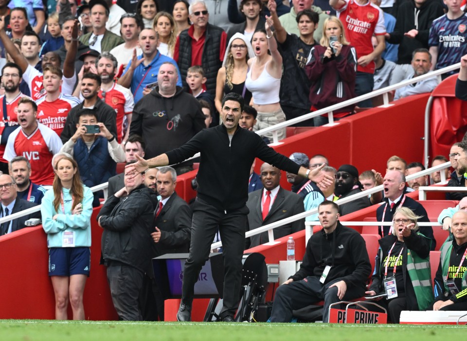 a man stands in front of a crowd wearing an emirates fly emirates shirt