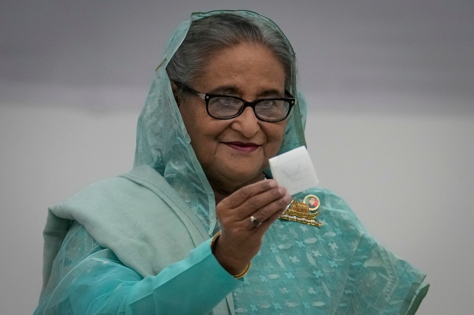 Sheikh Hasina, Prime Minister of Bangladesh, casting her vote.