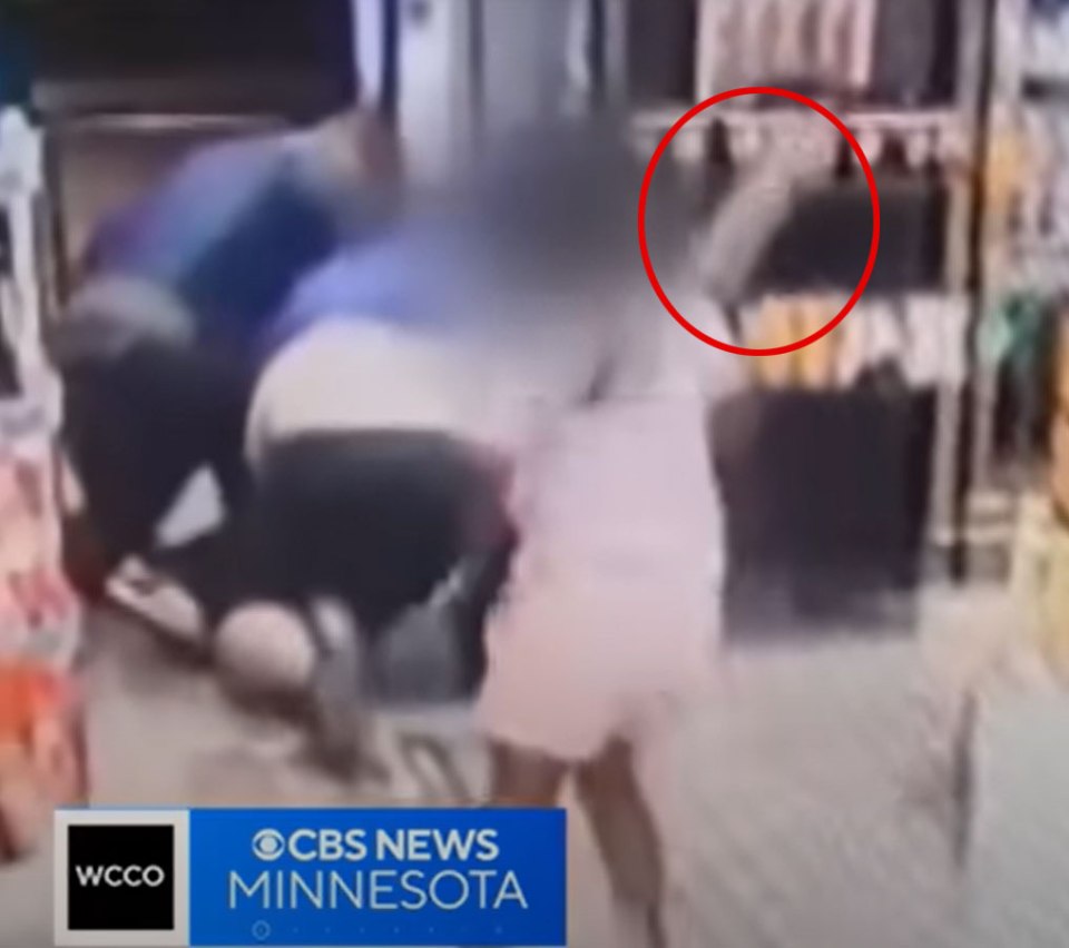 She came to her father's rescue as he wrestled with the thug on the floor