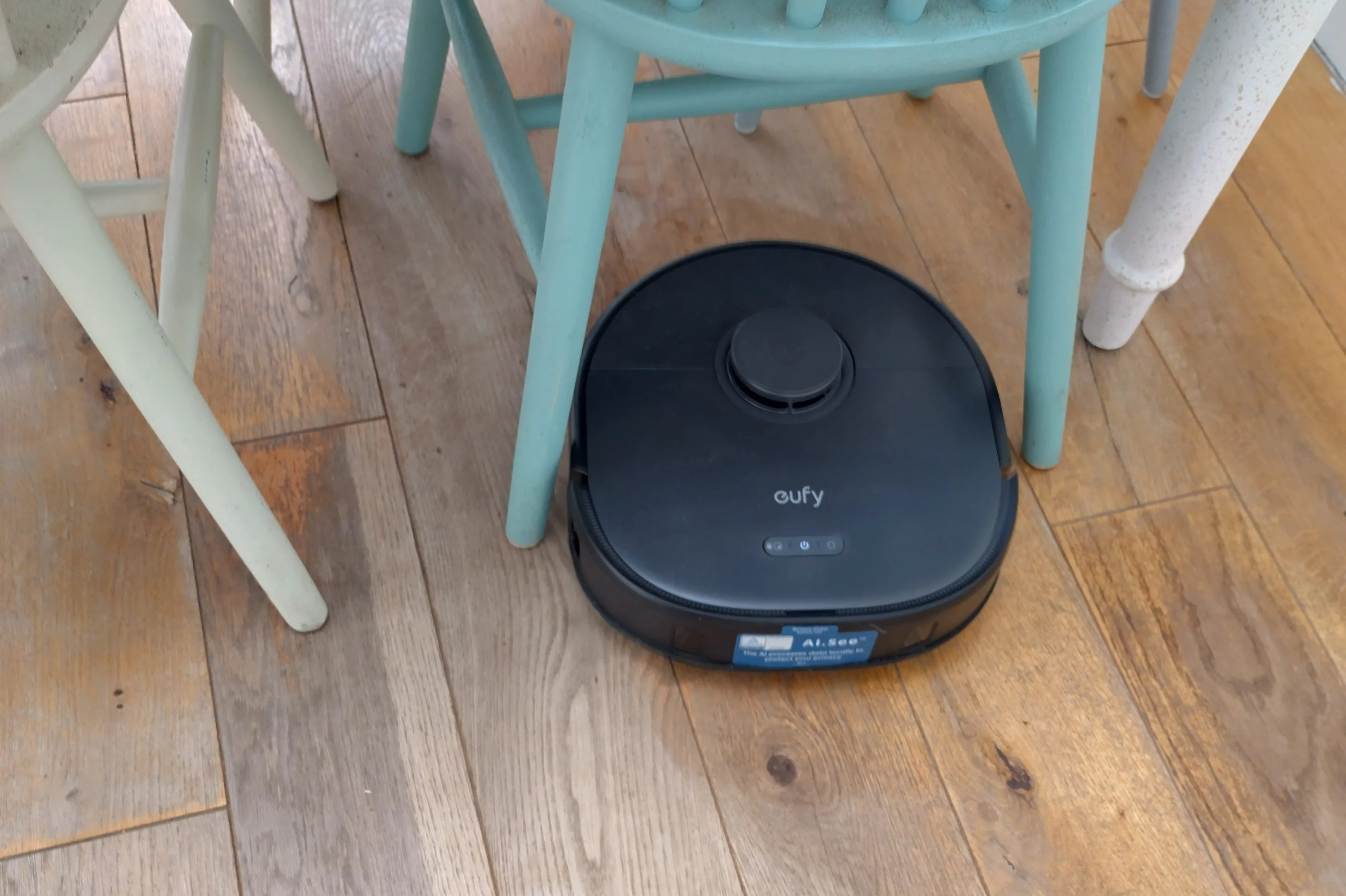 The Eufy X10 Pro Omni is a pricier robot vacuum but has a self-emptying bin