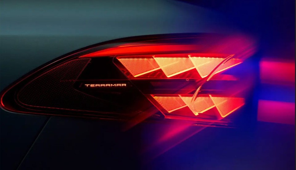 a close up of a car 's tail light that says terramar