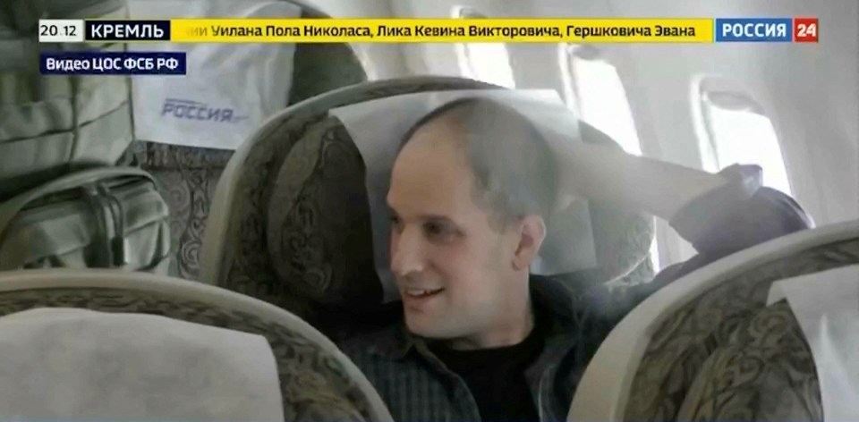 Evan was also seen inside a plane during the prisoner exchange between Russia with Western countries