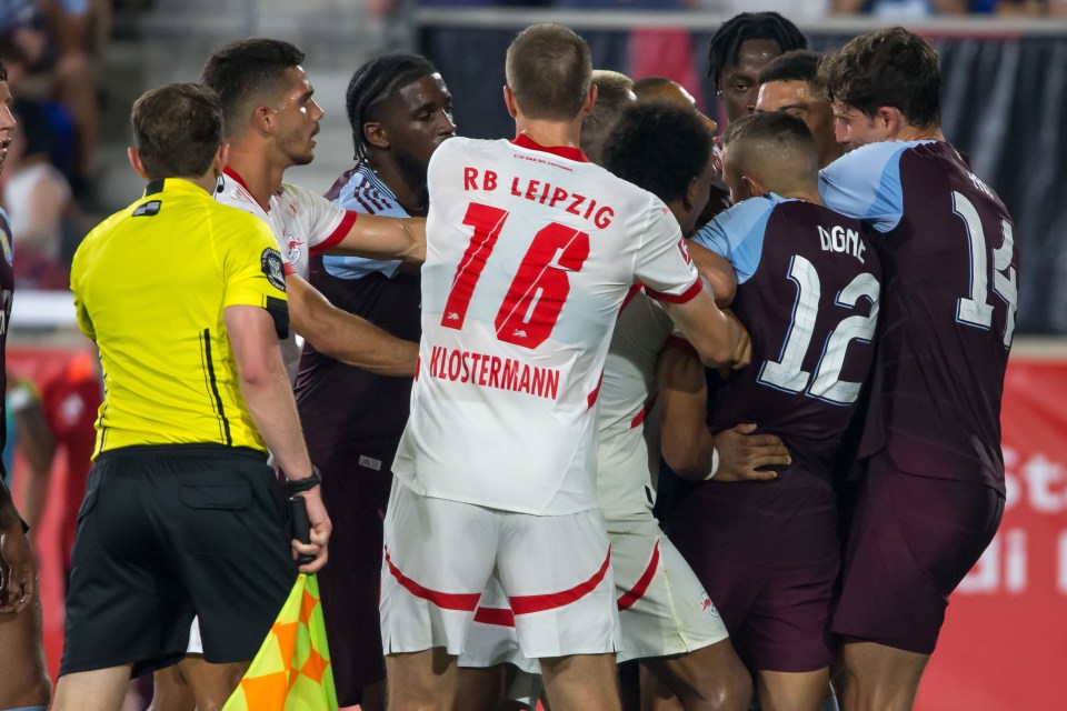 Aston Villa and RB Leipzig players got into a massive brawl during a friendly