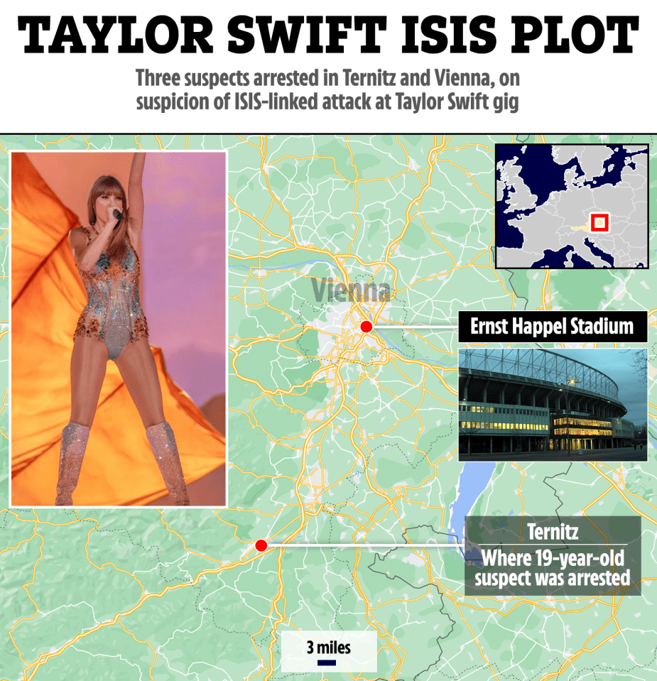 a map showing the location of taylor swift