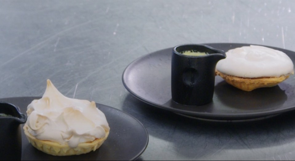 a bbc logo can be seen above a plate of desserts